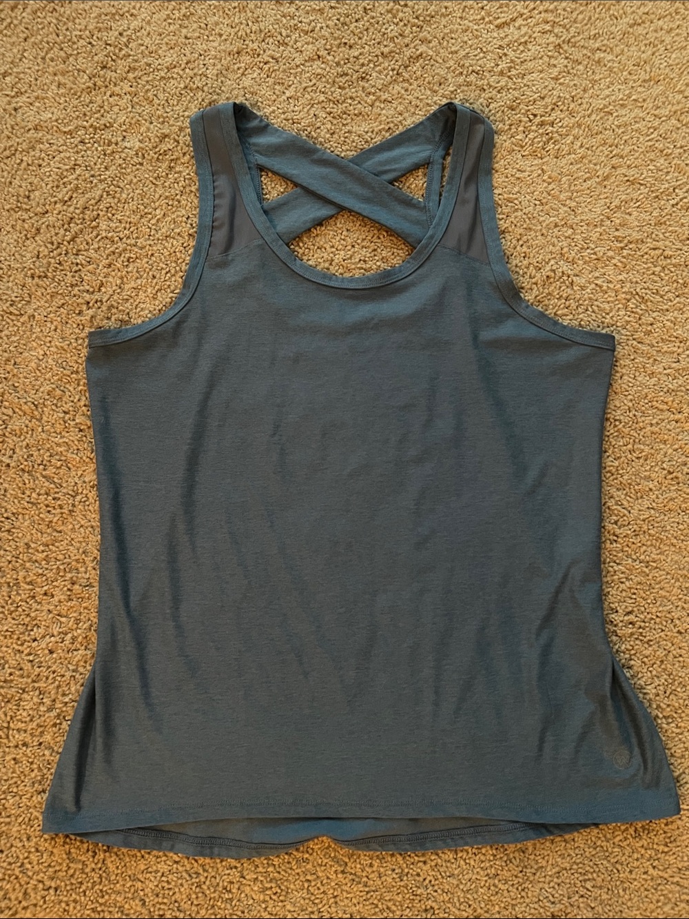 We Wander Dusty Blue Cross-Back Tank Top